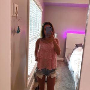 Baby Pink Blouse with White Polka Dots